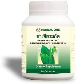 [Wazashop] Herbal One : Green Tea Herbal Capsule Help to Anti Oxidant and Reduce Cholesterol 60 Capsules Product of Thailand