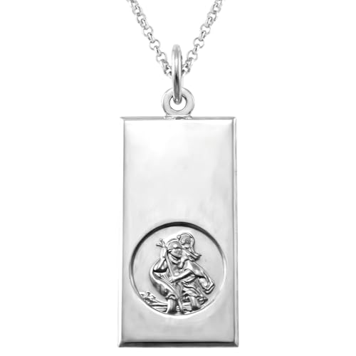 Pendentif Saint Christophe argent 925 rectangulaire 30mm avec chaîne et boîte