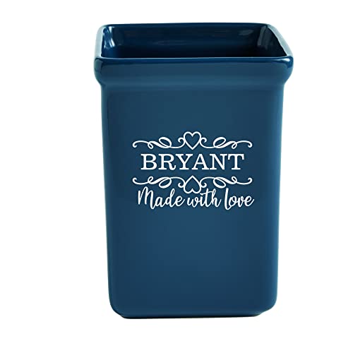 Let's Make Memories Personalized Made With Love Stoneware Utensil Holder - Cookware - For Her - Navy