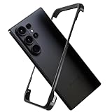 Hiooloon for Galaxy S26 Ultra Metal Bumper Case Frameless, Slim Fit No Back No Frame Backless Aluminum Alloy Bumper 4 Corners Shockproof Wireless Charging Compatible Heavy Duty (Black)