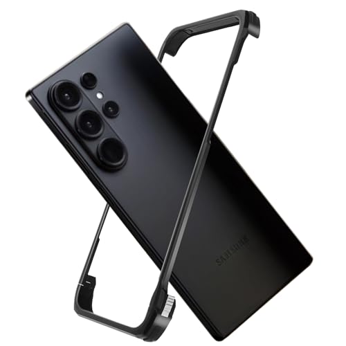 Hiooloon for Galaxy S26 Ultra Metal Bumper Case Frameless, Slim Fit No Back No Frame Backless Aluminum Alloy Bumper 4 Corners Shockproof Wireless Charging Compatible Heavy Duty (Black)