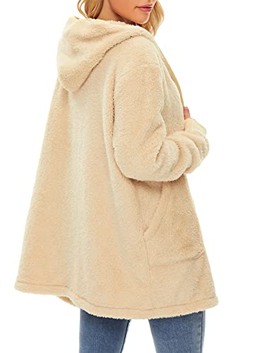Image of Century Star Women Fleece Cardigan Hooded Loose Fuzzy Cardigan Coat Womens Fuzzy Jacket Outwear