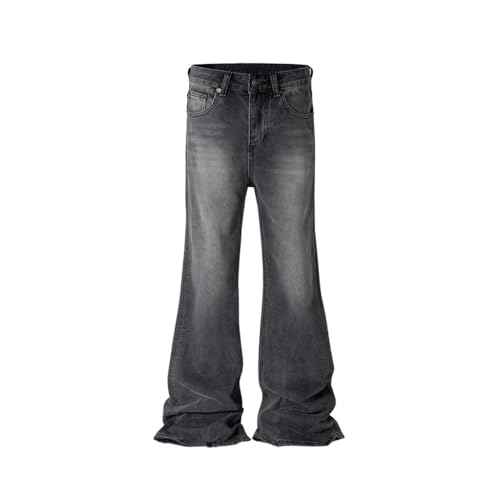 Washed Long Pants, Unisex Distressed Micro Flared Jeans