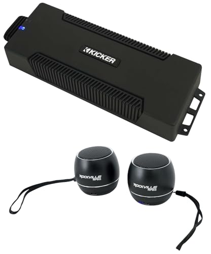 Audiosavings Bundle: (1) Kicker 48PXA10005 1000 Watt 5-Channel Amplifier Bundle with (2) Rockville RPB3-BLACK Handheld Wireless Linking Portable Bluetooth Speakers (3 Items)