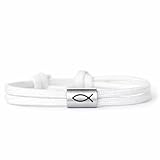 Susan’s Choice Fisch Armband für Jungen und Mädchen, Geschenk zur Kommunion, Konfirmation & Taufe, Verstellbare Länge, Edelstahl Anhänger, Weiß