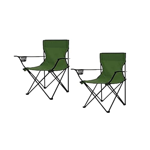 FINE GARDEN Folding Camping Chair - Lightweight Design with Cup Holder - Heavy Duty Camping Chair with Comfortable Design for Outdoor, Fishing, Picnics, and Travel Adventures (Green, Pack of 2)