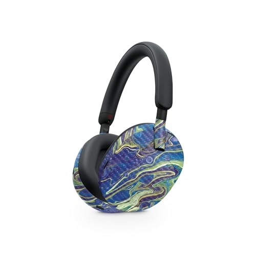 Image of MightySkins Carbon Fiber Skin Compatible with Sony WH-1000XM5 Headphones - Blue Pour | Protective, Durable Textured Carbon Fiber Finish | Easy to Apply, Remove, and Change Style