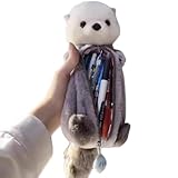 Muzrunq Otter-Federmäppchen, großes Fassungsvermögen, niedliches 3D-Tier-Federmäppchen, weicher Plüsch, Stifttasche mit Reißverschluss für Büro, College, Schulbedarf, BÜROPRODUKTE.