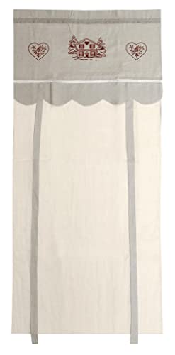 Confezioni.Giuliana COPPIA TENDA FINESTRA PORTAFINESTRA tirolese BIANCO ECRU' lino ANNA ROSSO (60x150 (coppia))