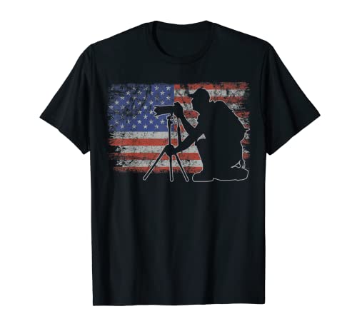 Photography Retro USA Flag Camera 4th of July Photography T-Shirt