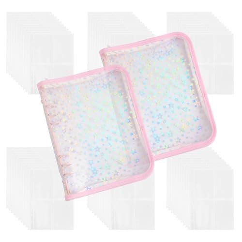 A5 6�����O�o�C���_�[�m�[�g�u�b�N 60���p�b�N 4�|�P�b�g���t�B���y�[�W�t�� �N���APVC Kpop �t�H�g�J�[�h�z���_�[�u�b�N �t�@�X�i�[�t�� 10�C���` x 7�C���` �L���L���� �s���N�o�C���_�[ 2��