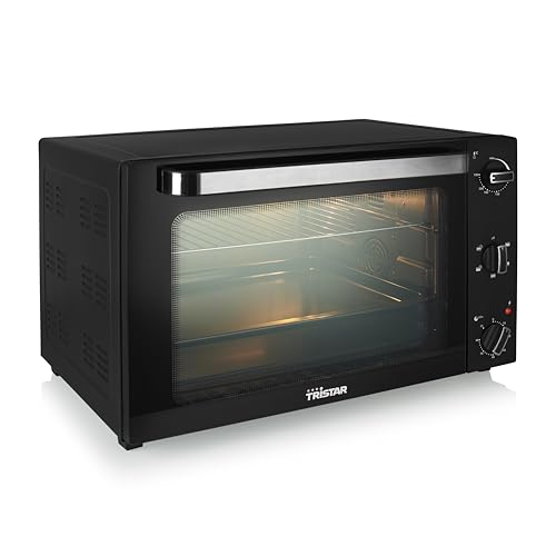 Tristar Umluft-Ofen, 2000 W, 60 L Volumen, Timerfunktion, Doppelglastür, Regelbarer Thermostat bis 230 °C, eine obere und untere Heizzone, mit Grillrost und Backblech, OV-3640 Tristar Umluft-Ofen, 2000 W, 60 L Volumen, Timerfunktion, Doppelglastür, Regelbarer Thermostat bis 230 °C, eine obere und untere Heizzone, mit Grillrost und Backblech, OV-3640