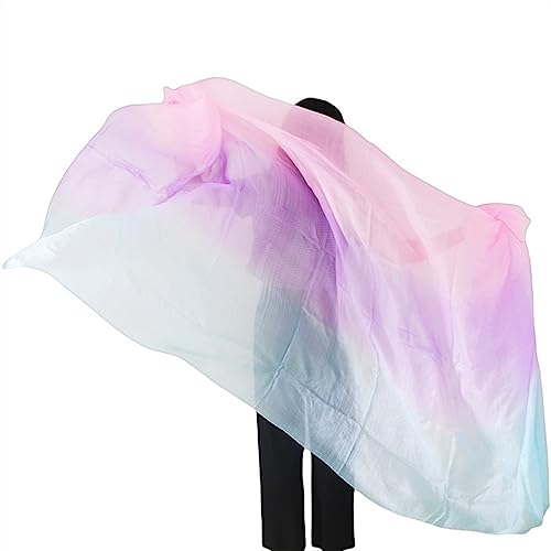 Voiles de soie de danse du ventre dégradé rose de haute qualité 250cm - 2