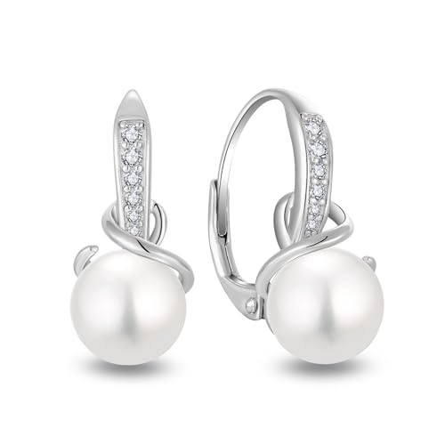 Starchenie Pearl Leverback Earrings 925 Sterling Silver Rose Gold Plated/18K Gold Plated Jewelry Gift for Women