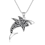 JBAERD Shark Necklace for Men Sterling Silver Shark Pendant Shark Ocean Jewelry Gifts for Women