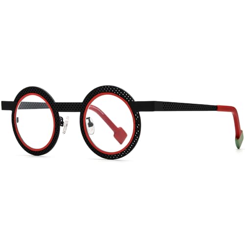 Image of FONEX Colorful Pure Titanium Glasses Frame Women Retro Round Eyeglasses