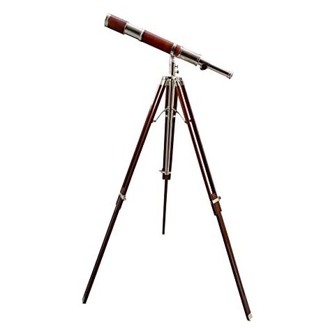 High Magnification Tube Telescope Brown and Nickel Finish Royal Handmade Authentic Design Solid Wood Tripod Antique Cover