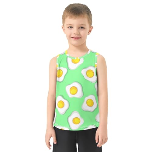 J JOYSAY Cartoon Fried Egg Chartreuse Boys Tank Top Sleeveless Muscle Shirts Quick Dry Kids T-Shirts 3-15T2