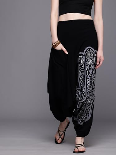 The Veshti Company Women's Printed Summer Harem Pants, Cotton Boho Hippie Casusal Oversized Palazzo Pant for Women3