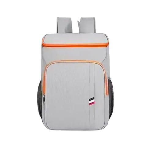Mochila Térmica 23L Bolsa Bag Cooler Impermeável para Praia e Trilha — Conserva Bebidas Geladas e Alimentos Frescos por Até 12h | Dobrável com Alças Confortáveis (CINZA E LARANJA)