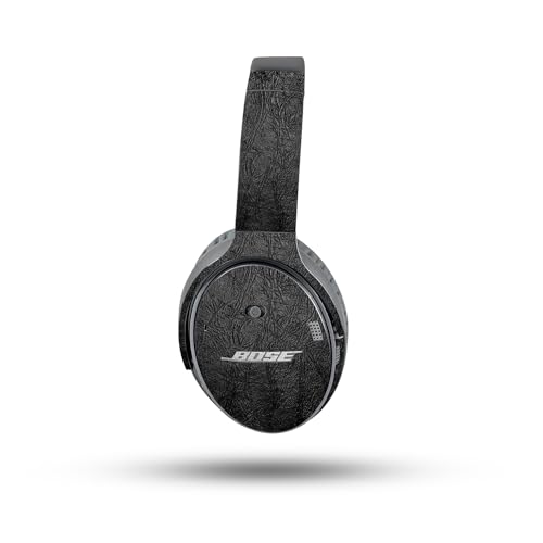 Image of MightySkins Skin Compatible with Bose QuietComfort 35 II Headphones - Black Leather | Protective, Durable, and Unique Vinyl Decal wrap Cover | Easy to Apply, Remove, and Change Styles