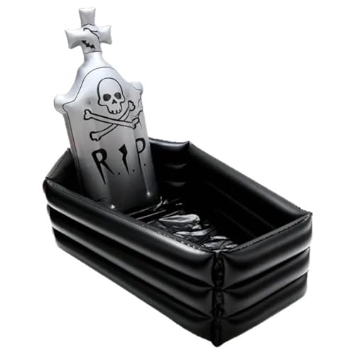 Halloween Cooler PVC Inflatable Ice Serving Bar with Anti-Leakage Nozzle Floating Blow up Cooler for Parties Yard BBQ Picnic Pool