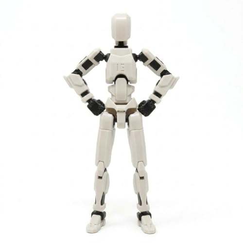 Image of VAALI Dummy 13 Action Figure Fully Assembled T13 Articulated Robot Toy with 12 Accessories (Swords Guns Extra Hands) 3D Printed Poseable Desktop Figure for Stop Motion Artists Gamers 5.4 inch (White)
