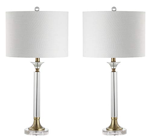 Best Quality 🔥 JONATHAN Y JYL5039A-SET2 Mark 28" Crystal/Metal LED Lamp Contemporary,Transitional for Bedroom, Living Room, Office, College Dorm, Coffee Table, Bookcase, Clear/Brass Gold