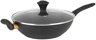 Salter BW07482 Diamond Edition Non-Stick, Forged Aluminium Wok with Glass Lid, 28cm, Black/Gold, 7.5 x 53 x 28 cm