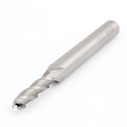 Aexit 4mm Cutting Router Bits Diameter 6mm Shank 3 Flutes HSS End Mill Cutter Straight Bits Silver Gray