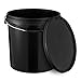 Seau avec couvercle - Noir - En plastique - Qualité supérieure - Avec anse