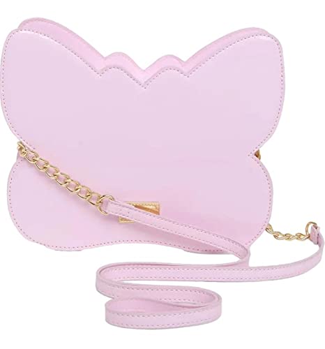 Luv Betsey Betsey Johnson Kitsch LBLUCKY Printed Rhinestone Light Pink Faux Patent Butterfly Crossbody Shoulder Bag2