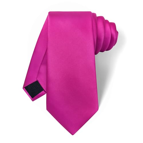Image of YourTies Skinny Ties for Men Satin 2.4 inch Slim Necktie with Pocket Square Tie Clip Set Solid Color Wedding Party Business