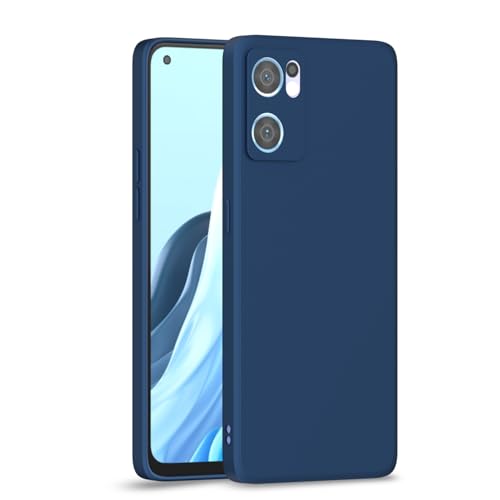 Image of Outlouders Back Cover for Oppo Reno 7 5G | Camera Protection | Durable Soft Matte Silicone Bumper Case (Blue)