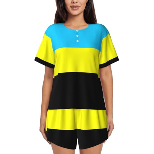 Ensemble de pyjama doux respirant col rond manches courtes et short imprimé