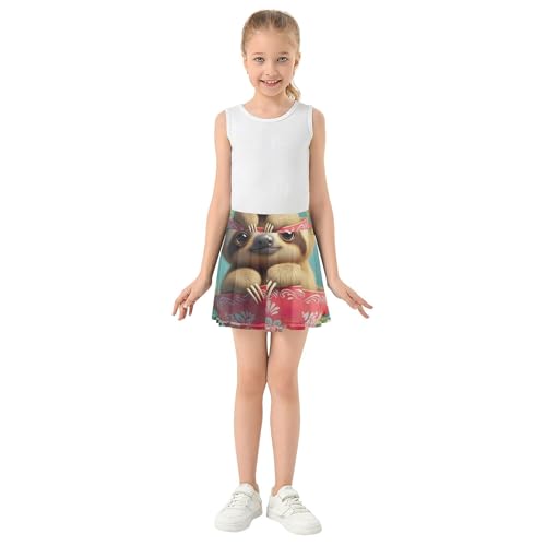 Cute Sloth Cup Animal Athletic Shorts Girls Skorts Toddlers Tennis Skirts Pink Cute School Skirt 3t3