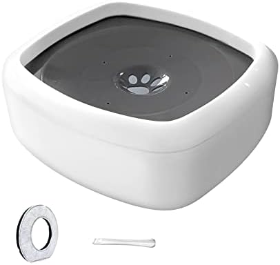 NO Spill Water Bowl for Dogs, Slow Water Feeder Pet Water Bowl with Floating Disk, Vehicle No-Slip Portable Carried Travel Bowl, 34oZ