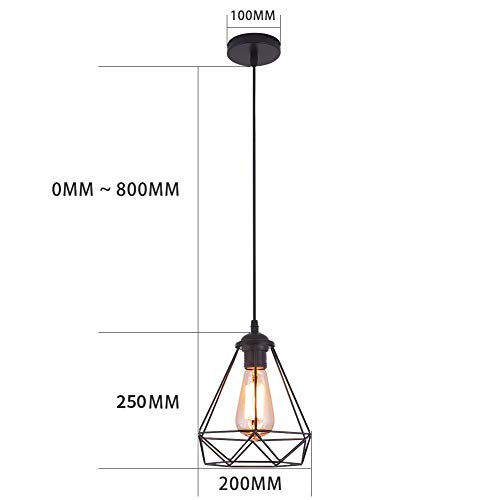 MAXDUYU Lampe Suspension Vintage, Suspension Noire,abat jour cuisine,Lampe Cage Éclairage de Plafond Abat-jour en Métal pour Restaurant Salon Chambre Cuisine Bar Couloir (sans ampoule) – vue 2