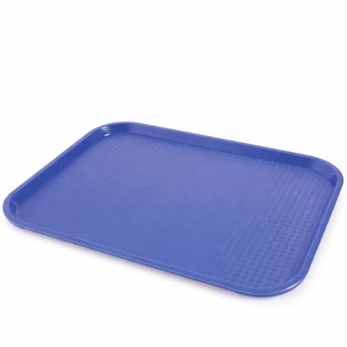 Image of Fast Food Serving Tray, 45.5 x 35.5 cm, Blue Polypropylene, Large Commercial Restaurant Tray