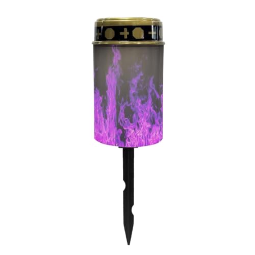 Image of Halloween Solar Flame Lights, Waterproof Flameless Candles | Purple Flame Solar Lights for Cemetery Grave Decorations Water Resistant LED Flameless Candle for Grave Memorial Gift Decor
