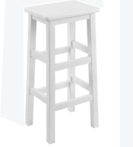 Tabourets de bar en bois blanc de 80 cm avec repose-pieds carrés