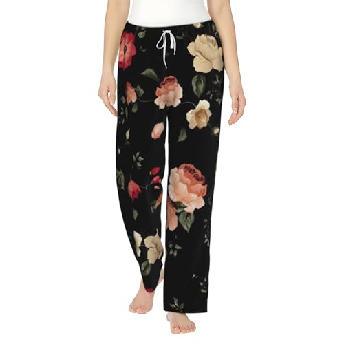Pantalon de pyjama en flanelle anti-boulochage avec taille élastique ajustable pour femme