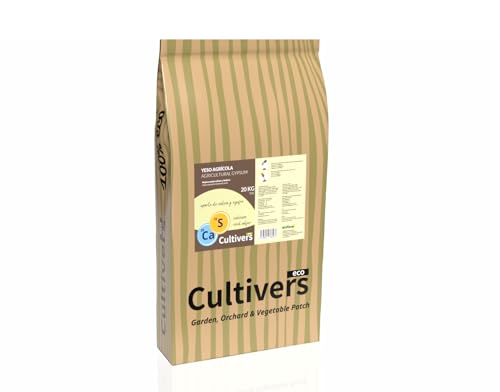 CULTIVERS Yeso Agrícola Micronizado 20 kg para Mejorar Suelos Sódicos y Salinos con Calcio y Azufre. Regenerador de suelos, Apto Agricultura Ecológica