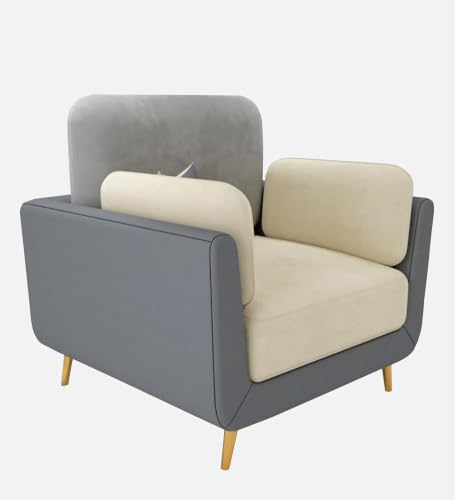 Image of Modern Sofa, 1 Seater with Decorative Cushions, Chesterfield Arm Three Seater for Living Room Guest Room Hotels & Office (1 Grey and Beige)