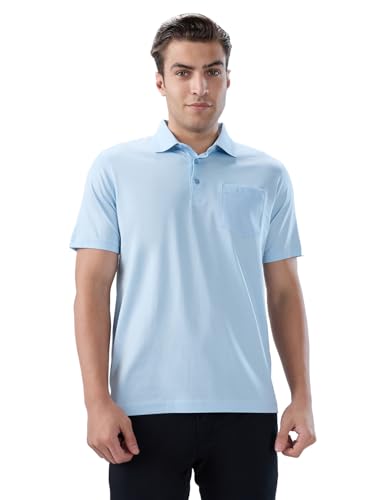 Image of Park Avenue Men Regular Fit Solid Pattern Pure Cotton Half Sleeve Polo Neck Loungewear T-Shirt