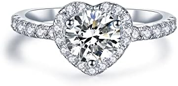 IMOLOVE Solitaire Engagement Rings for Women Halo Ring Promise Rings for her Sterling Silver plated with 18K White Gold Rings for Women 1.64ct D Color VVS1 Clarity Moissanite Size 4-11