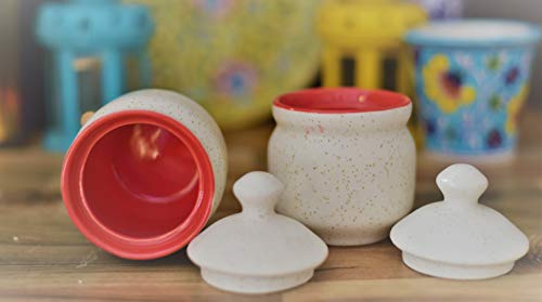 Image of Ceramic Pickle Jar Set with Lid, Dining Table Pickles Containers white jars (white jar), 200 Ml