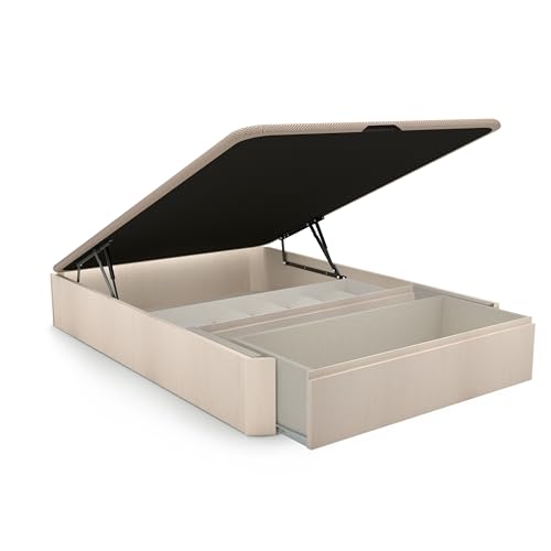 duehome | Luxury S-MAX, Canapé Abatible con Cajón Frontal Extraíble y Zapatero Interior, Acabado en Artico, Medidas: 135 cm (Ancho) x 190 cm (Largo) x 31 cm (Alto)