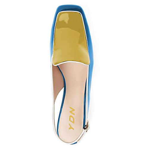 Image of YDN Women Closed Square Toe Block Low Heels Slingback Formal Loafer Dressy Shoes Office Lady Pump Size 4-15 US