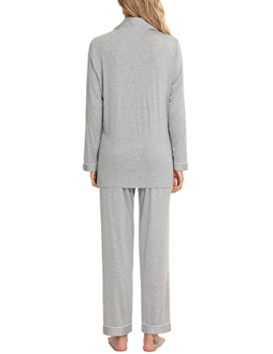 Image of Pjmlifecoco Pajamas Set Long Sleeve Womens Button Down Sleepwear Two Piece Nightwear Soft Pj Lounge Sets S-XXL